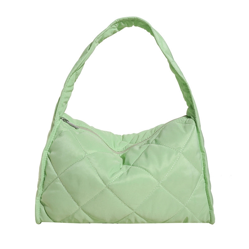 Women's Medium All Seasons Nylon Solid Color Basic Square Zipper Shoulder Bag Underarm Bag