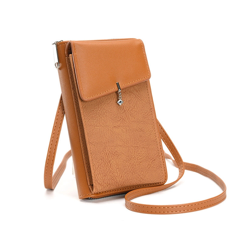 Women's Small Pu Leather Solid Color Basic Classic Style Square Flip Cover Phone Wallets