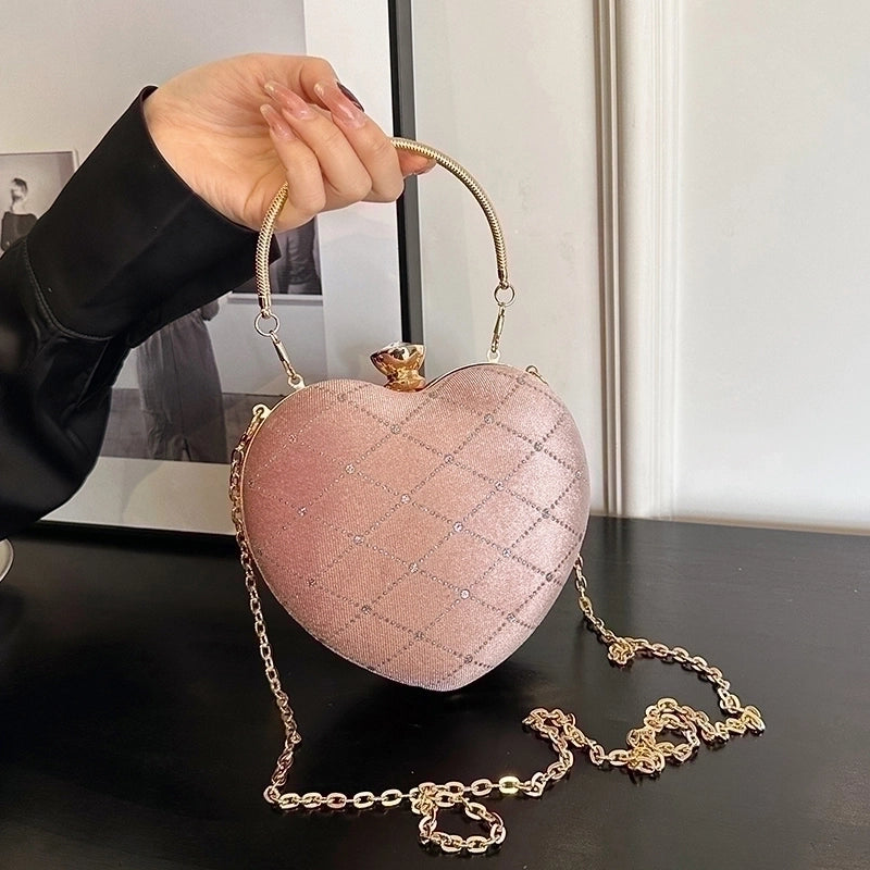 Corduroy Lingge Sewing Thread Heart-shaped Contrasting Colors Evening Bags