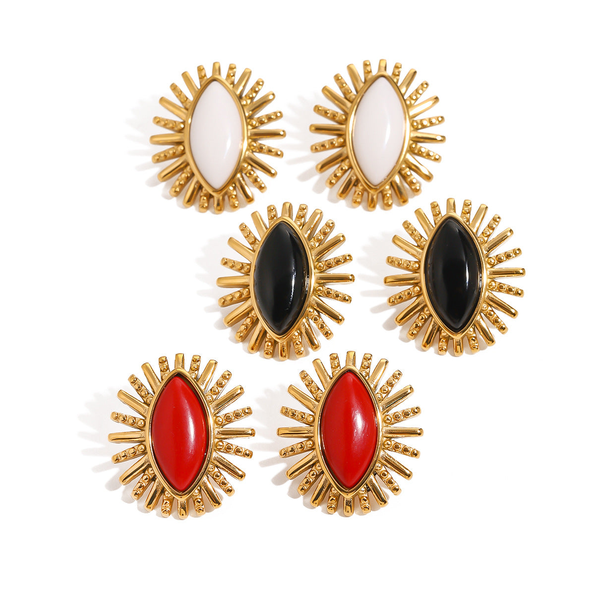 Stainless Steel Agate Earrings Niche Retro Earrings Titanium Steel Earrings Earrings