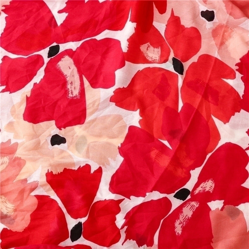 Spring And Summer Scarf Retro Red Scarf Bohemian Long Gauze Scarf
