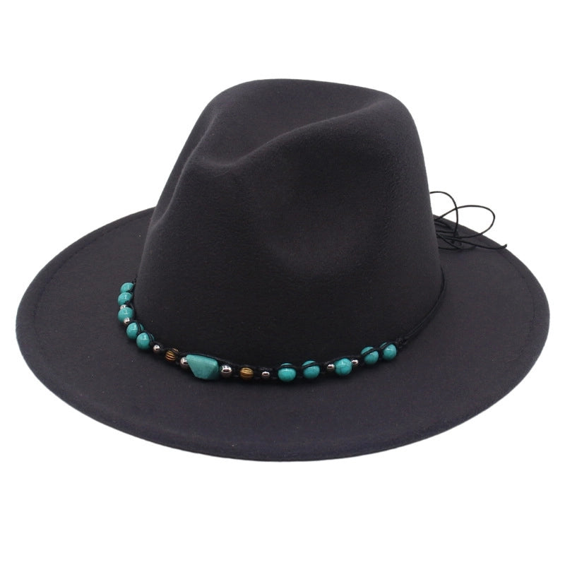 Western Cowboy Hat Big Brim Mountaineering Hat Spring And Summer New Emerald Felt Hat Ethnic Tibetan Hat