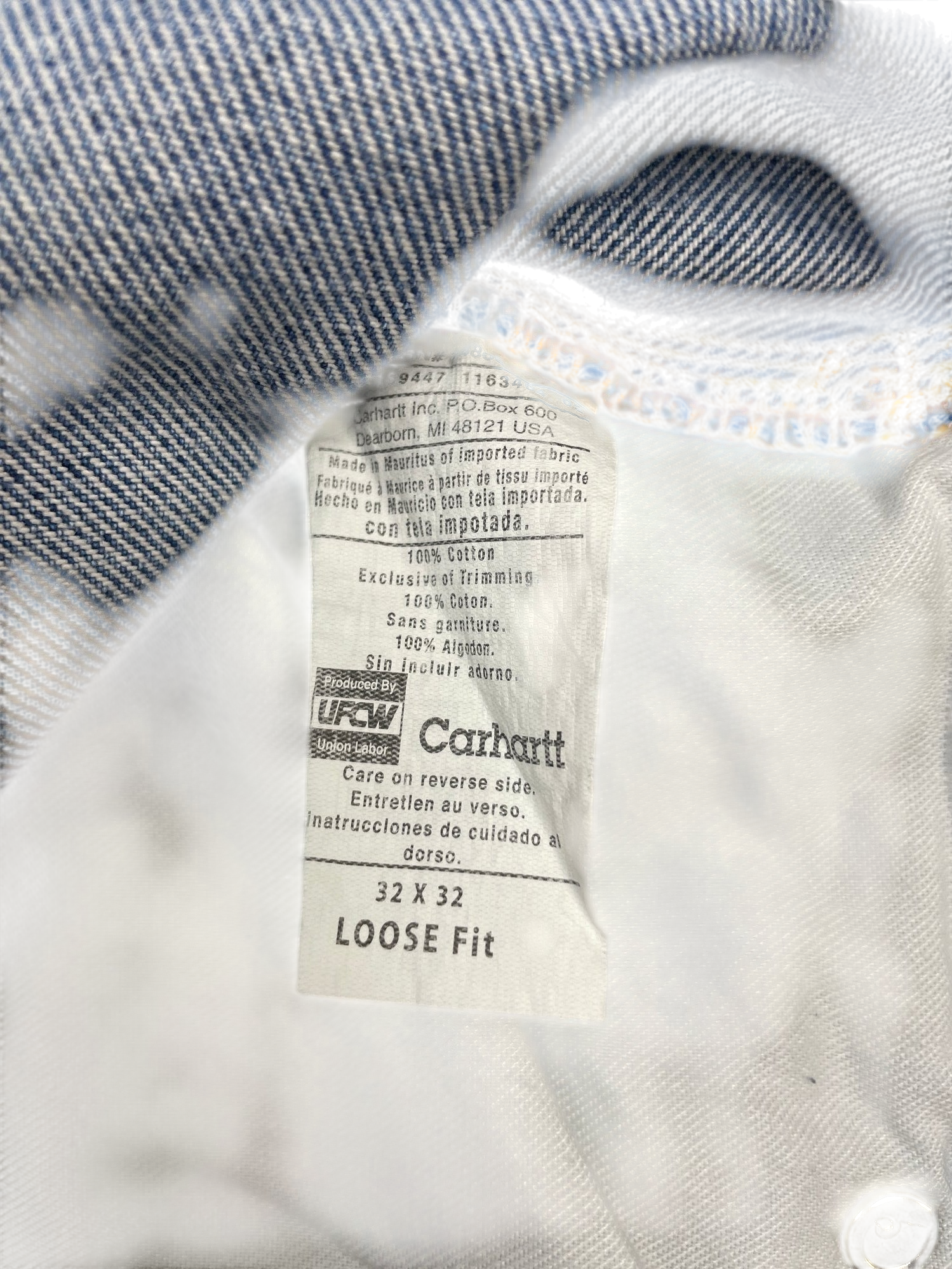 Carhartt Light Wash Denim Workwear Loose Fit Cargo Jeans