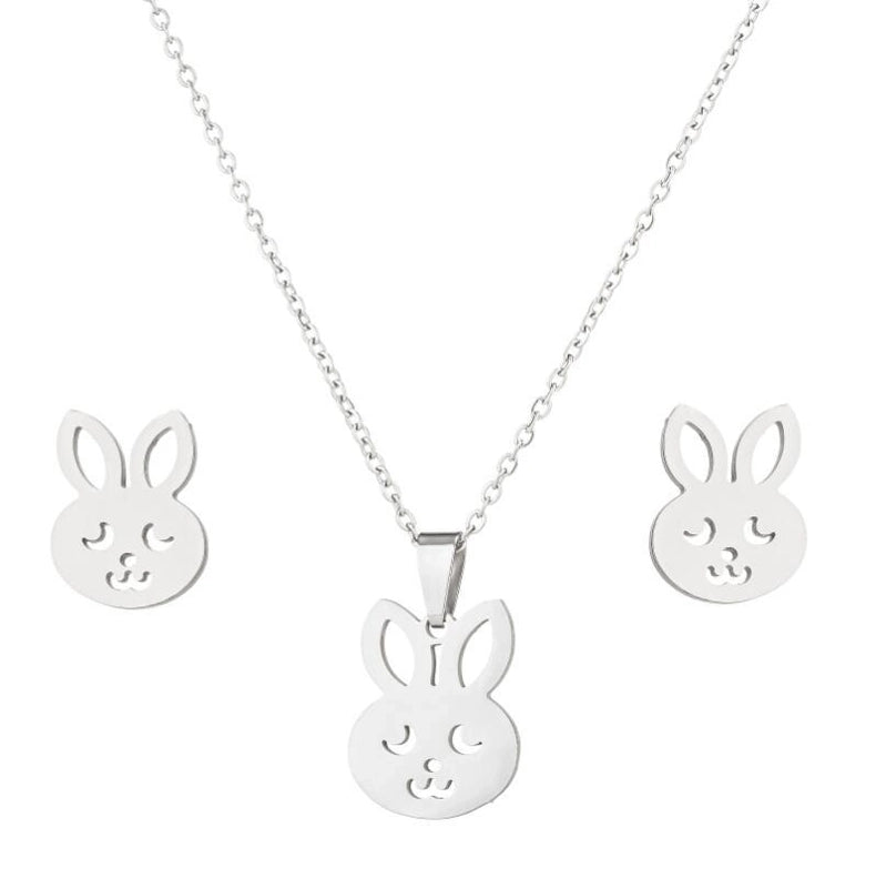 Fashion Animal Stainless Steel Plating Earrings Necklace 1 Set