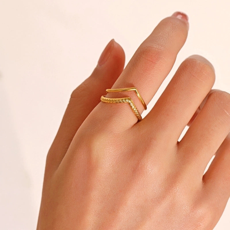 Basic Letter 304 Stainless Steel 18K Gold Plated Plating Open Rings