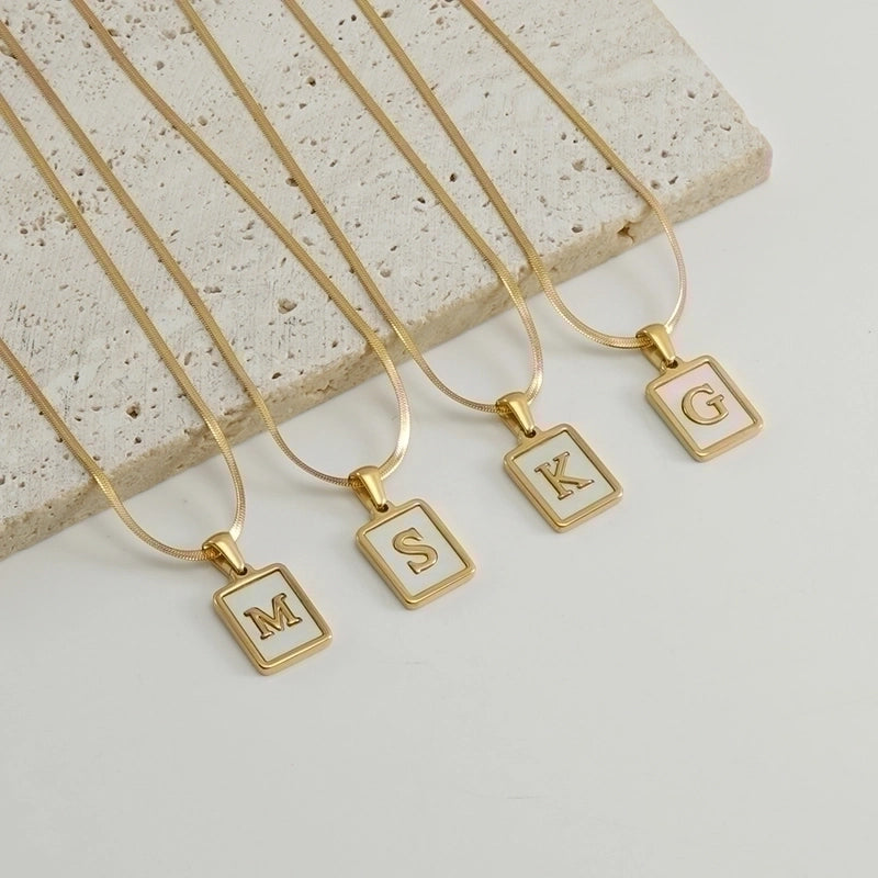 Stainless Steel 18K Gold Plated Casual  Plating Inlay Letter Shell Pendant Necklace