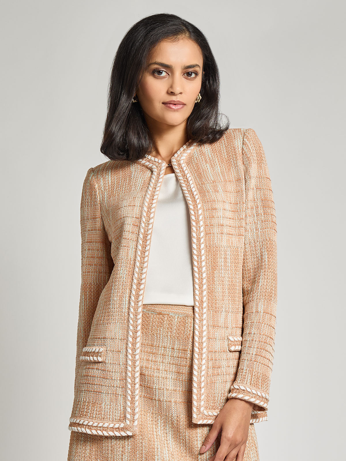 Heritage Melange Whipstitch Trim Knit Jacket - Vanity Fit