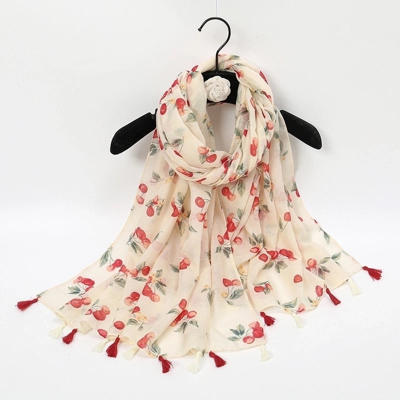 Women's Sweet Flower Voile Printing Silk Scarf