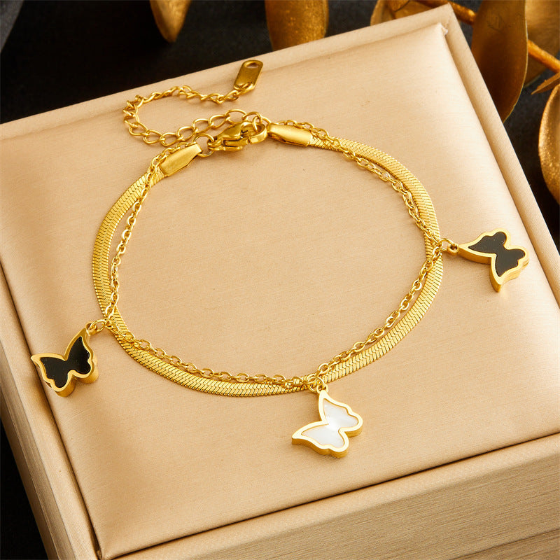Luxurious Women Heart Chain Pentagram Heart Chinese Zodiac Star Animal Stainless Steel Electroplating Bracelets