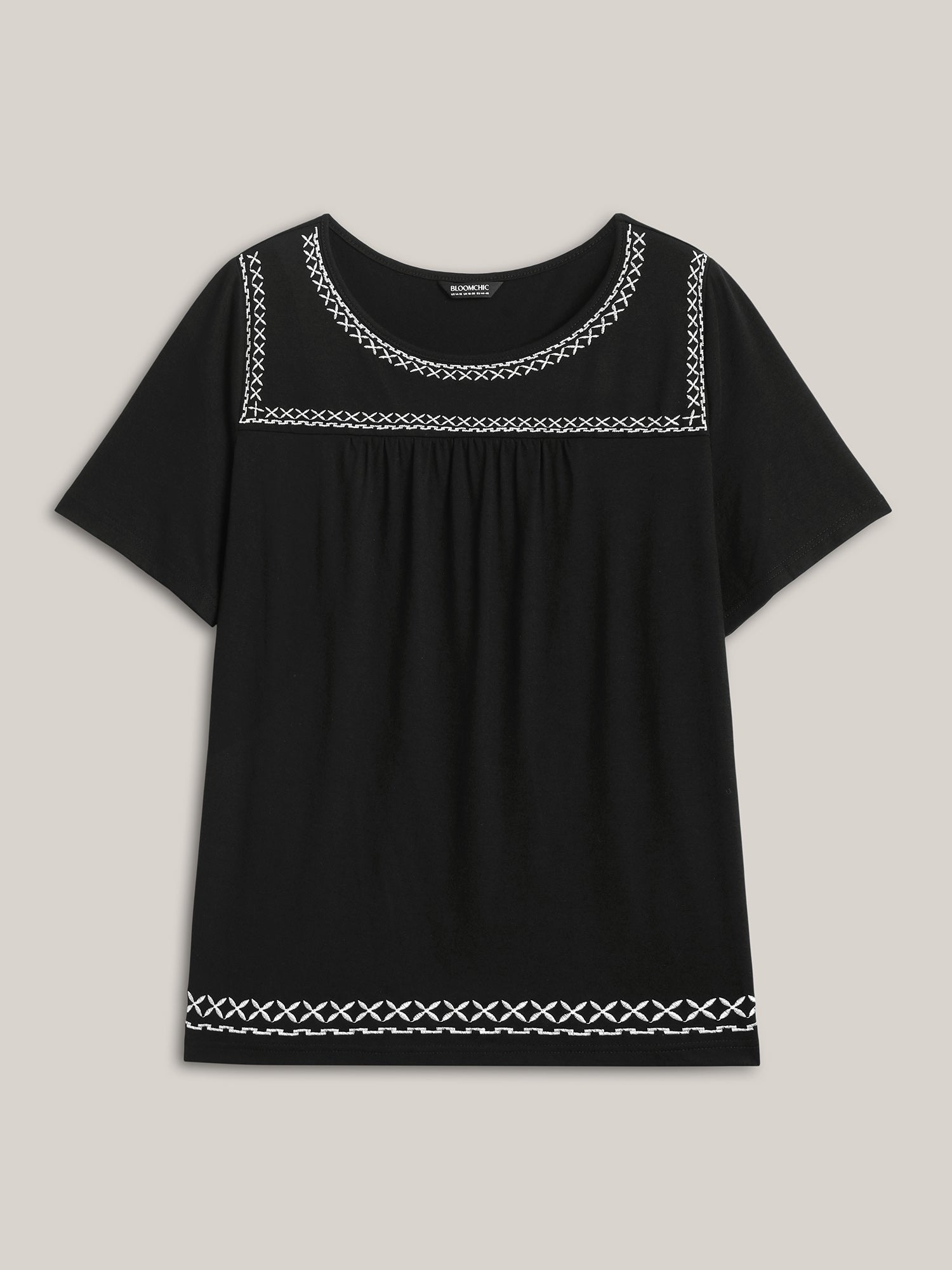 Crisscross Embroidery Straight-Fit T-Shirt