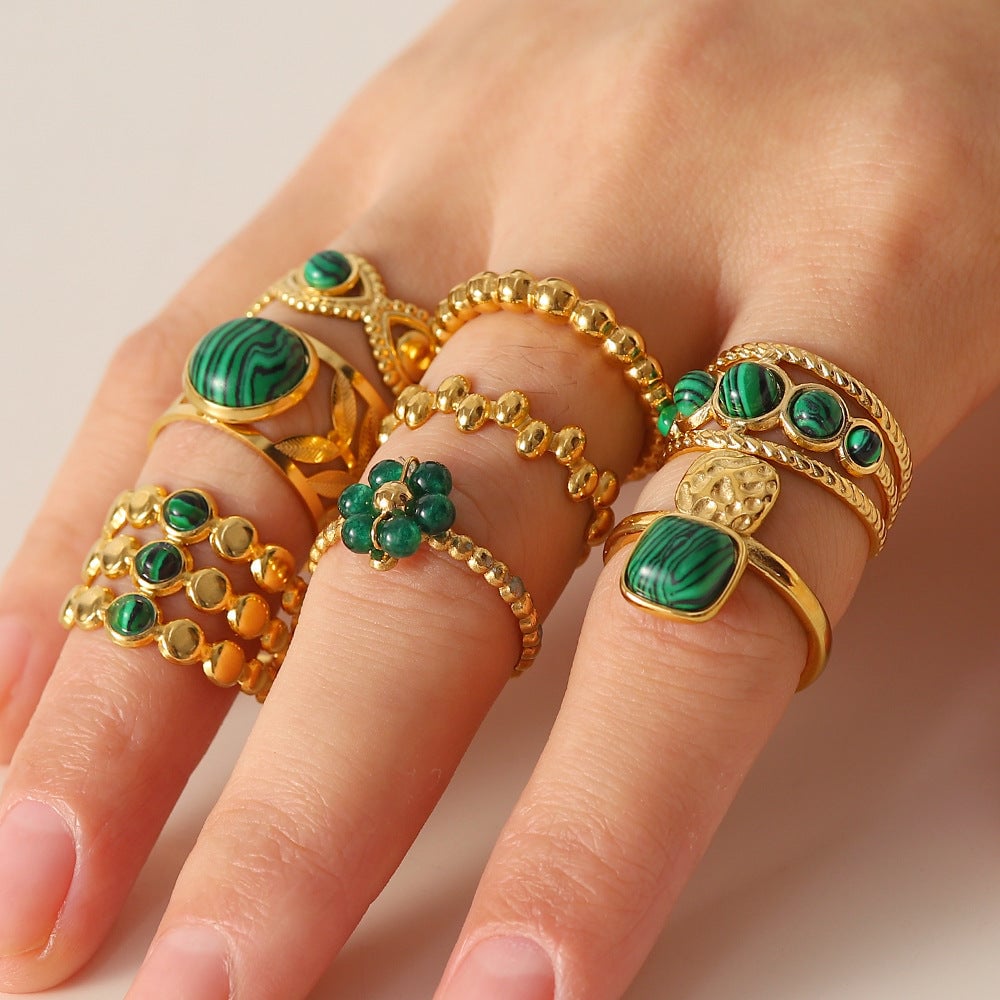 Women IG Style Stainless Steel 18K Gold Plated Rings