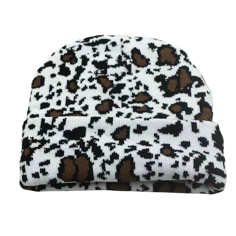 Autumn And Winter New Fashion Cow Pattern Jacquard Knitted Wool Hat Couple Versatile Cold Hat