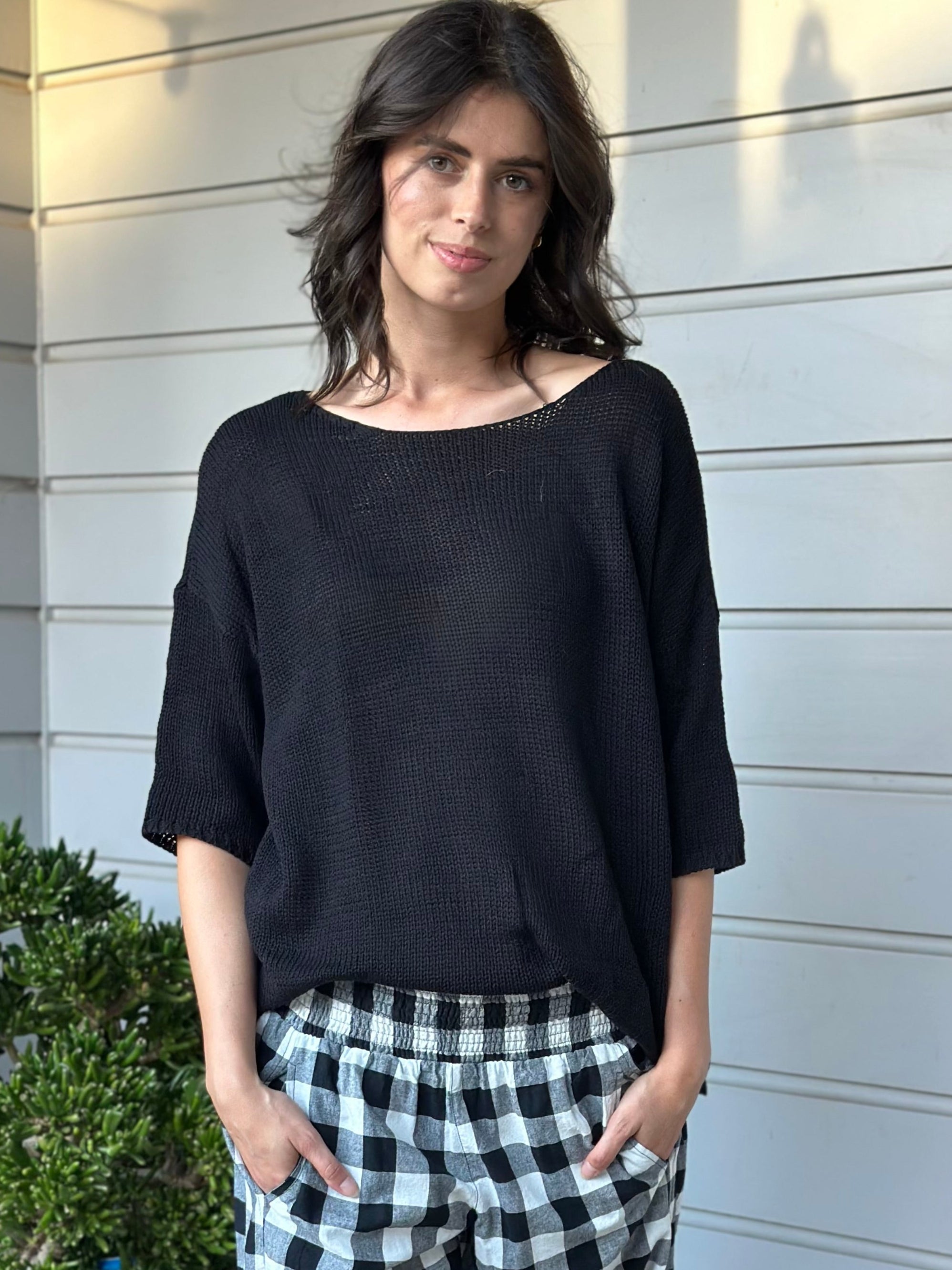 top-black cotton knit