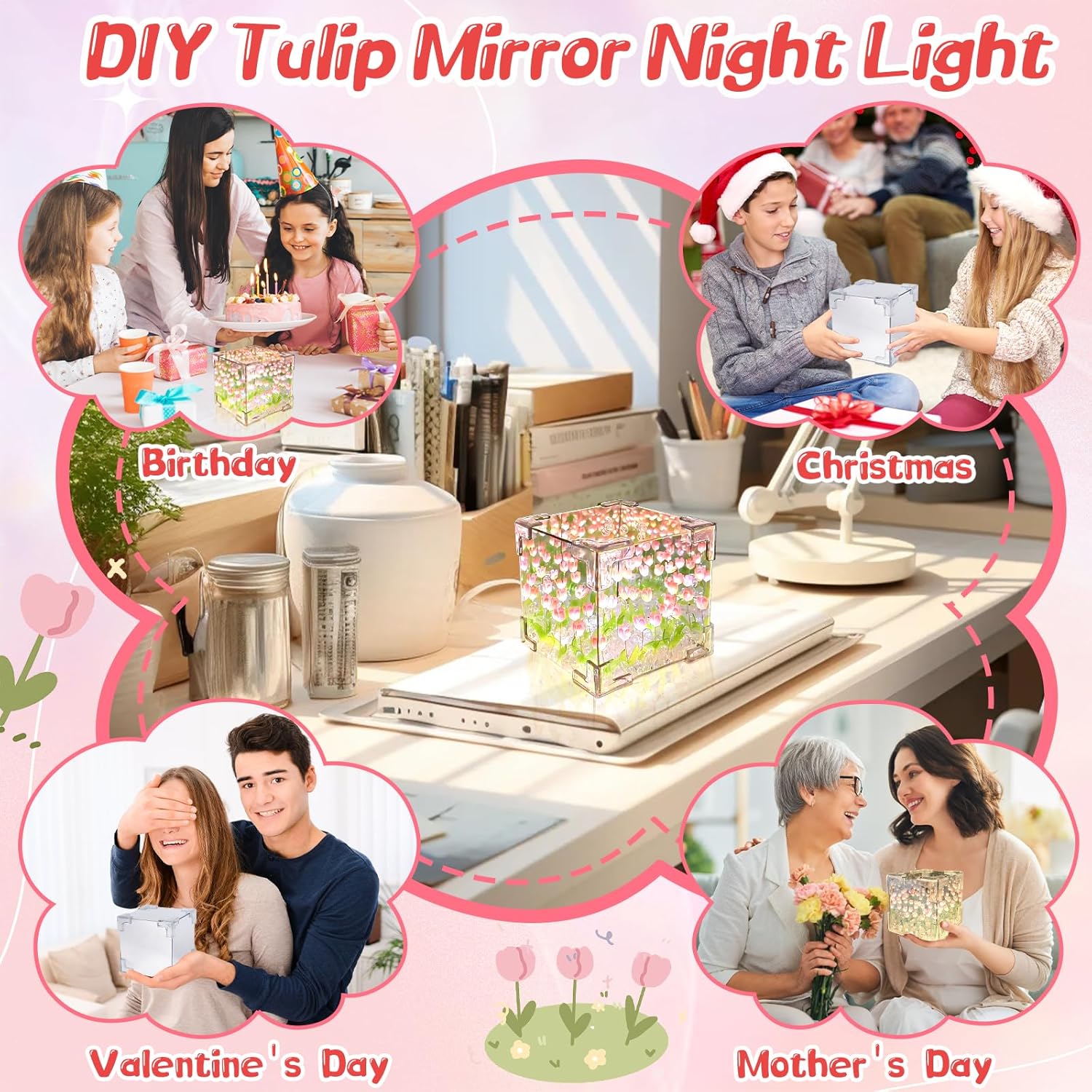 DIY Tulip Mirror Night Light