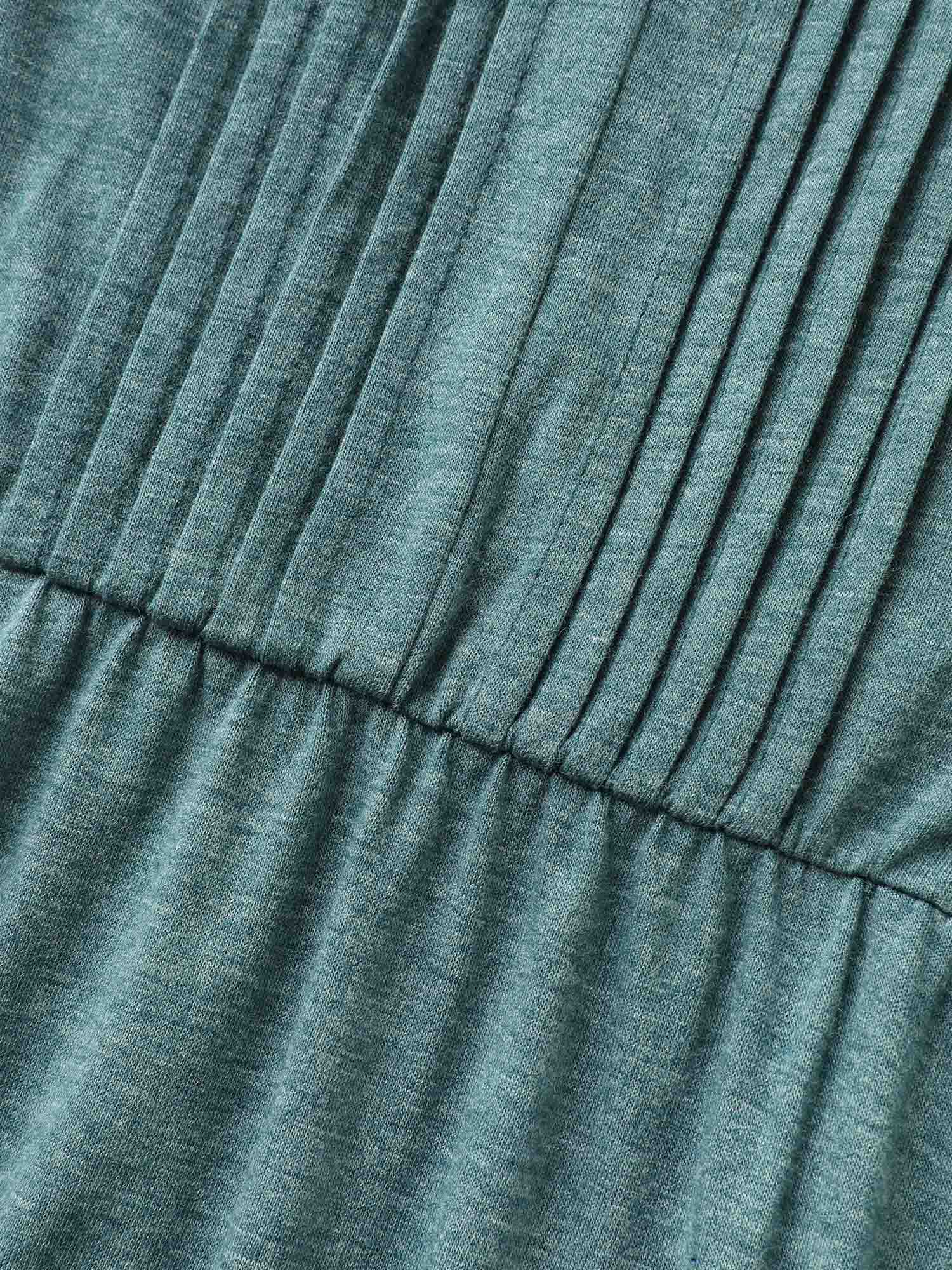 Stretchy Flutter Sleeve Pleated Midi Dress
