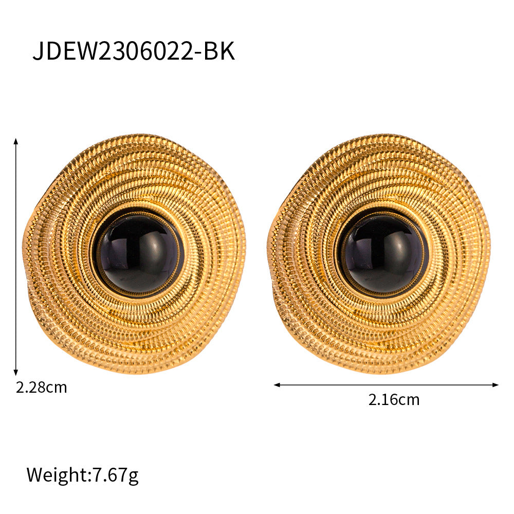 Stainless Steel 18K Gold Stainless Steel Glossy Retro Simple Versatile Hoop Earrings