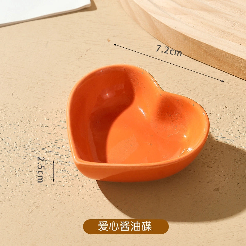 Heart-Shaped Ceramic Small Dipping Dish Household Seasoning Dish For Hotel Restaurant Dessert Snack Dish Dish