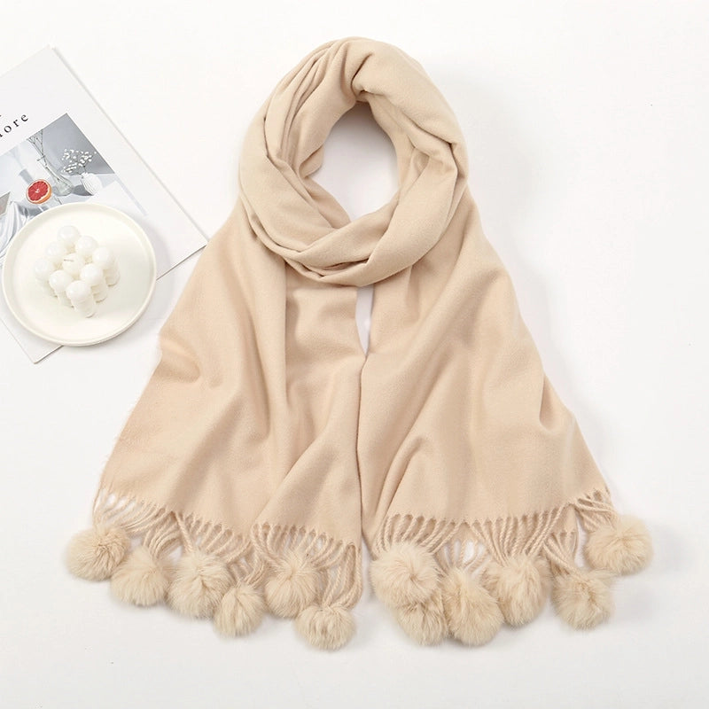 Women's Minimalist Classic Style Solid Color Imitation Cashmere Tassel Scarf