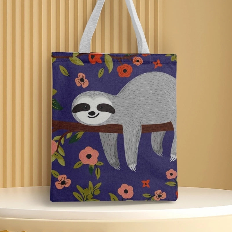 Women's Medium Canvas Animal Basic Classic Style Square Open Canvas Bag