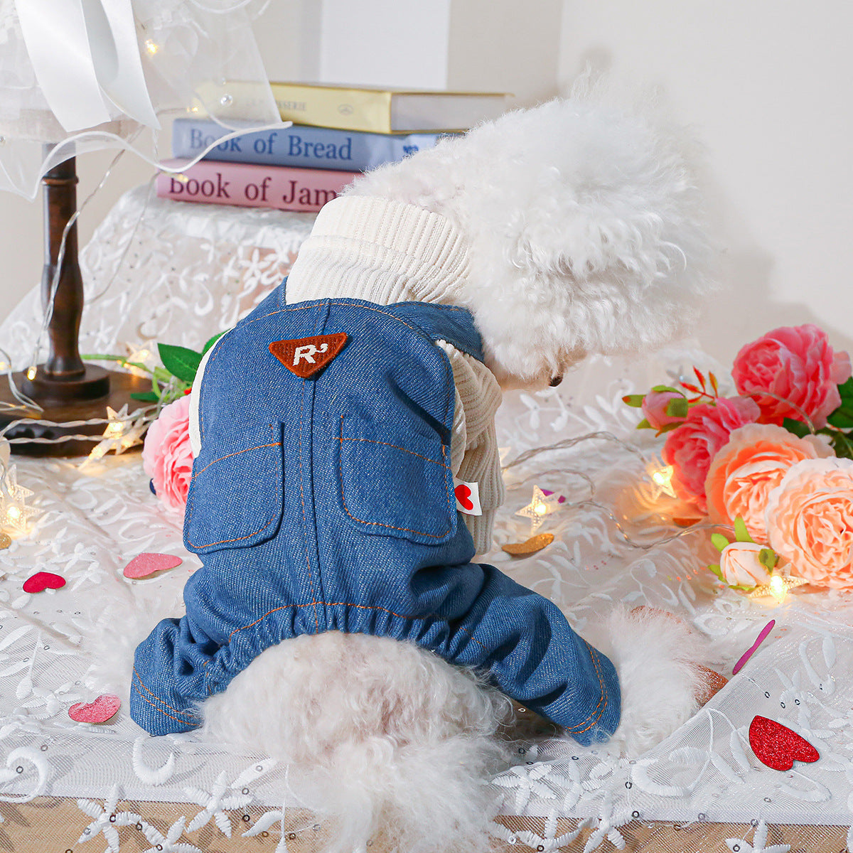 Heart Tag Denim Dog Jumpsuits/Dress