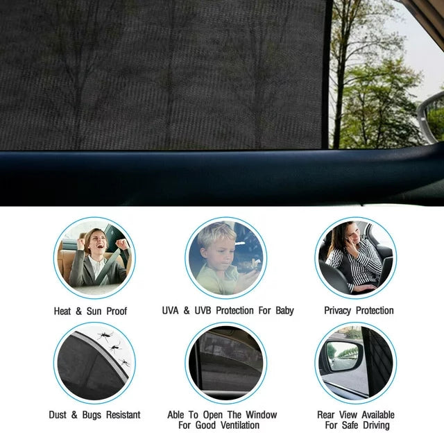 WindowShield UV Protection Car Side Window Curtain (Pack of 4)