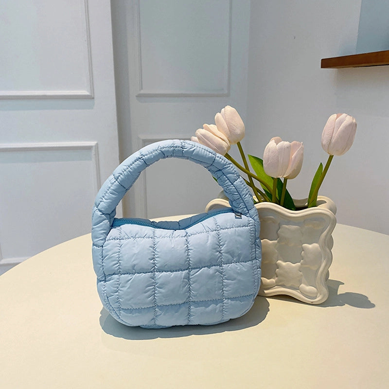 Autumn And Winter Mini Cloud Handbag Korean Style New Down Cotton-padded Underarm Bag Bubble Elastic Handbag