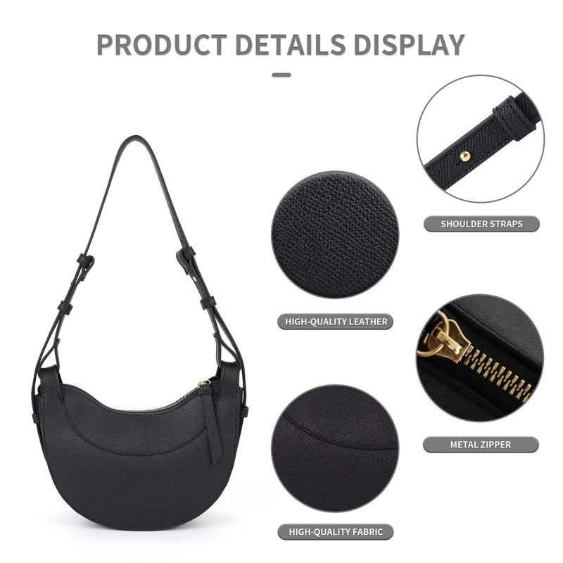 Women's Pu Leather Solid Color Basic Classic Style Dumpling Shape Zipper Underarm Bag
