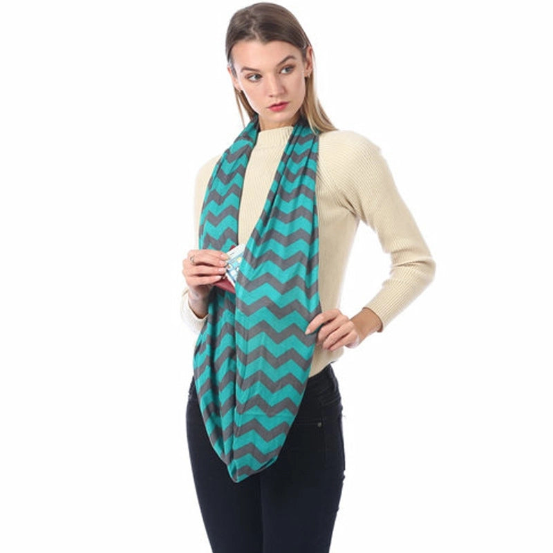 Pocket Scarf Scarf Women Fish Bone Zipper Storage Pocket Scarf Infinity Scarf
