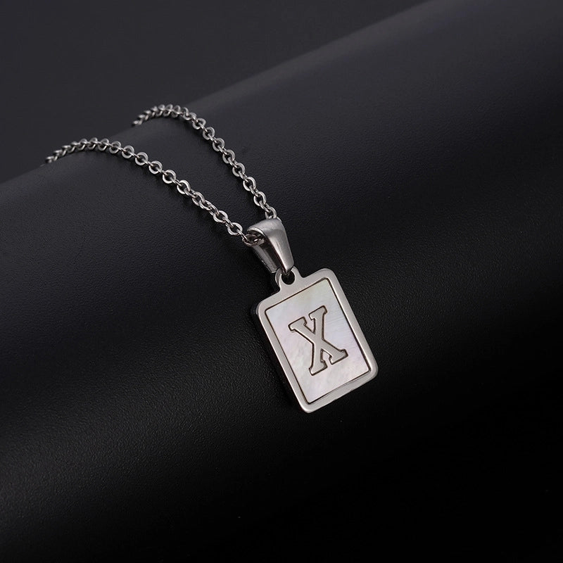 Minimalist Letter Rectangle 304 Stainless Steel Titanium Steel Shell 18K Gold Plated Plating Pendant Necklace