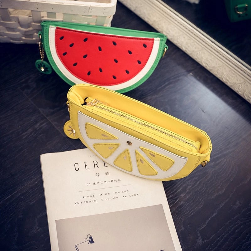 Women's Medium Pu Leather Fruit Cute Semicircle Zipper Crossbody Bag