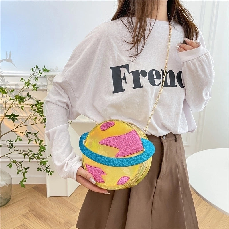 Women's All Seasons Special Material Galaxy Streetwear Round Zipper Circle Bag