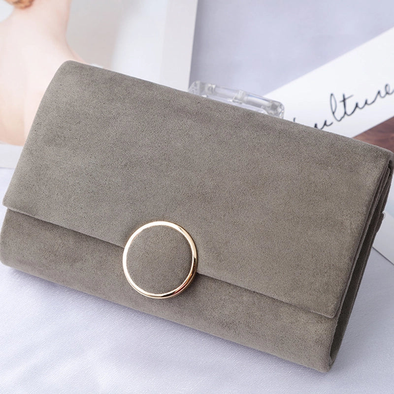 Rose Red Velvet Solid Color Square Evening Bags