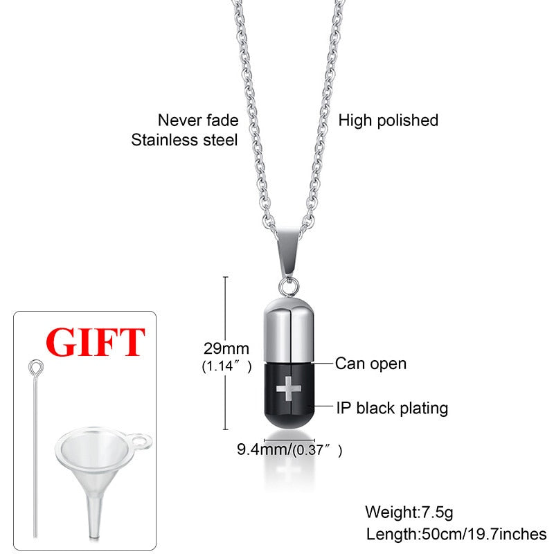 Hollow Pill Case Necklace