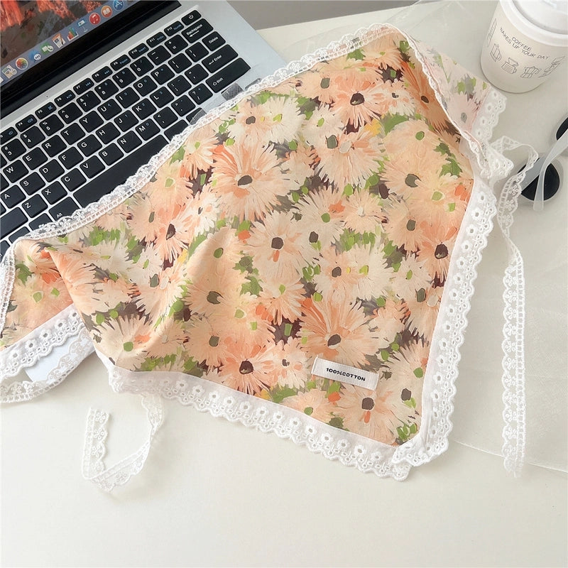 Women's Cute Sweet Lace Cotton And Linen Kerchief