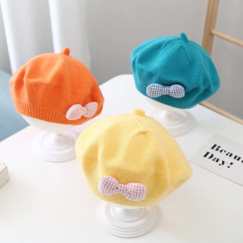 Children's Beret Baby Girl's Hat Autumn And Winter Korean Style Western Style Baby Girl's Knitted Wool Painter's Hat Trendy