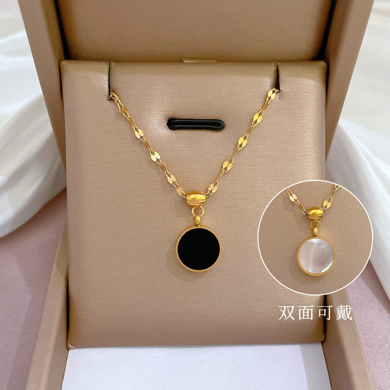 2 Pieces Cartoon Leaf Gourd Lily Of The Valley Geometric Titanium Steel Electroplating Necklaces