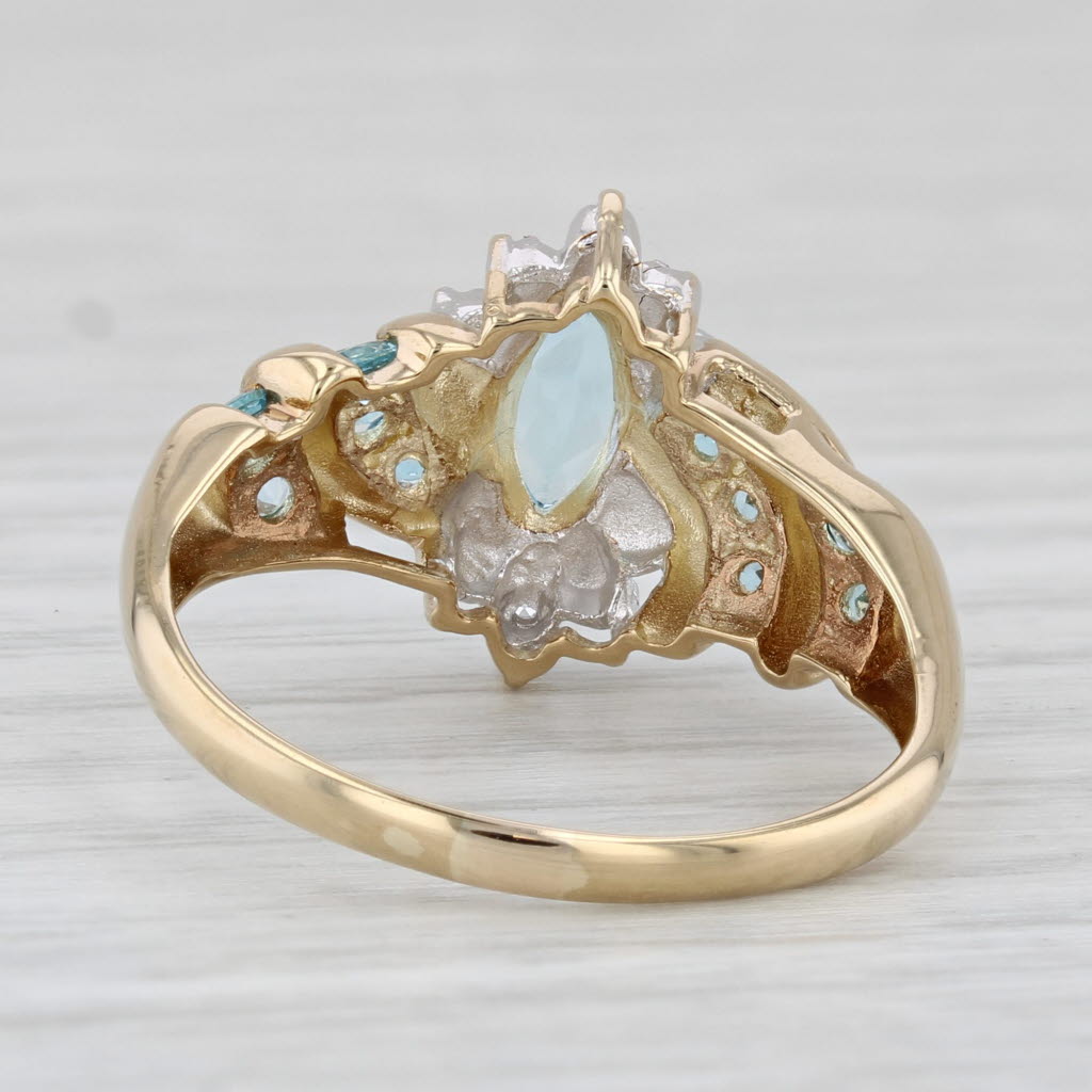 1.26ctw Marquise Blue Topaz Diamond Ring 10k Yellow Gold Size 8.75