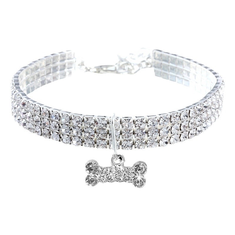 Minimalist Classic Style Commute Alloy Bow Knot Inlay Pet Collar