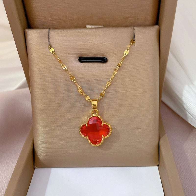 Fashion Geometric Titanium Steel Copper Plating Artificial Diamond Necklace