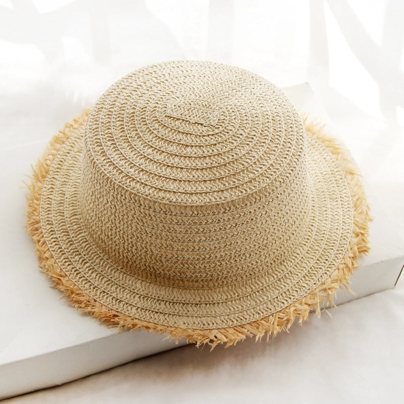 Women's Vacation Beach Solid Color Flat Eaves Straw Hat