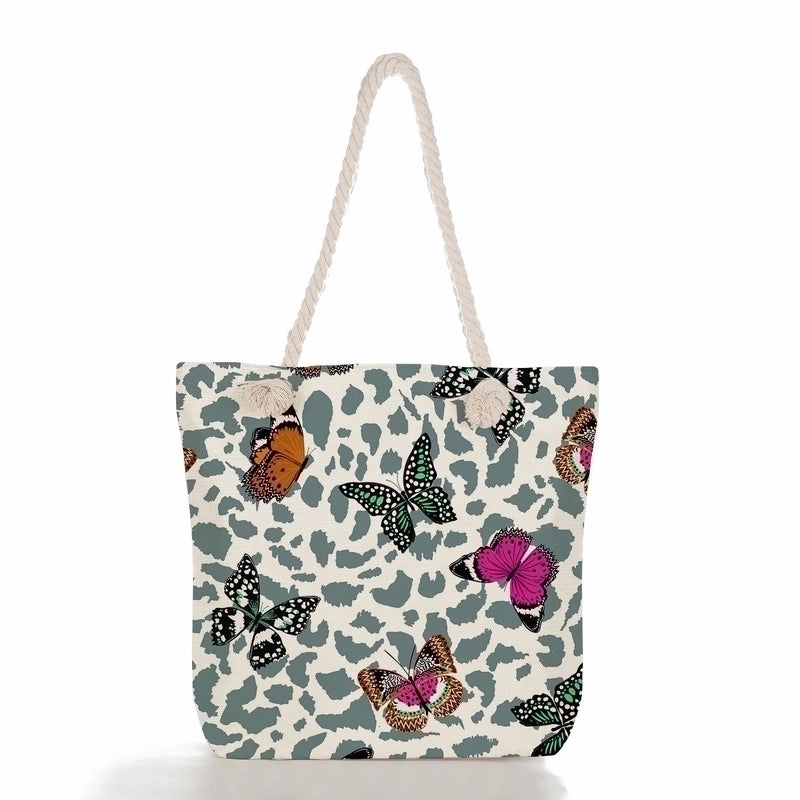 Women'S Vacation Butterfly Canvas Shopping Bags