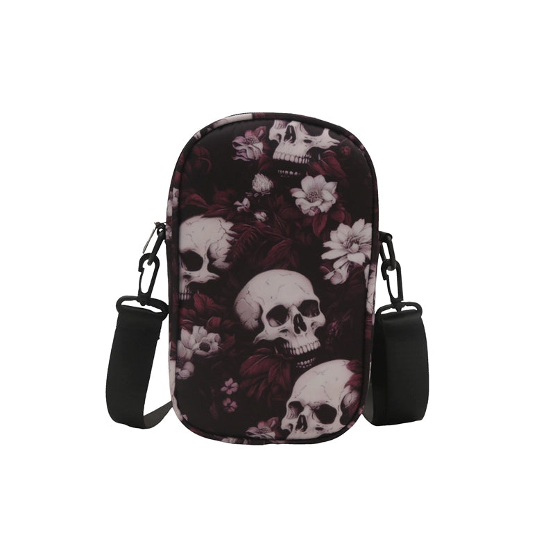 Halloween Women's Oxford Cloth Color Block Skull Streetwear Square Zipper Shoulder Bag Crossbody Bag