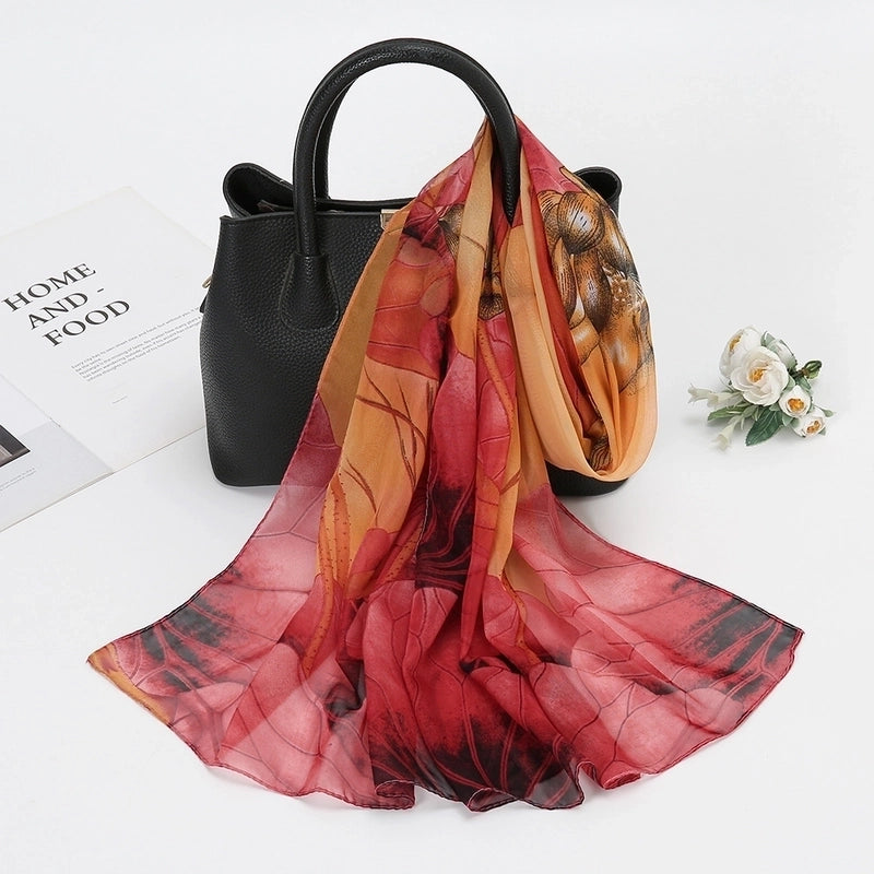 Women's Elegant Lady Lotus Chiffon Silk Scarf