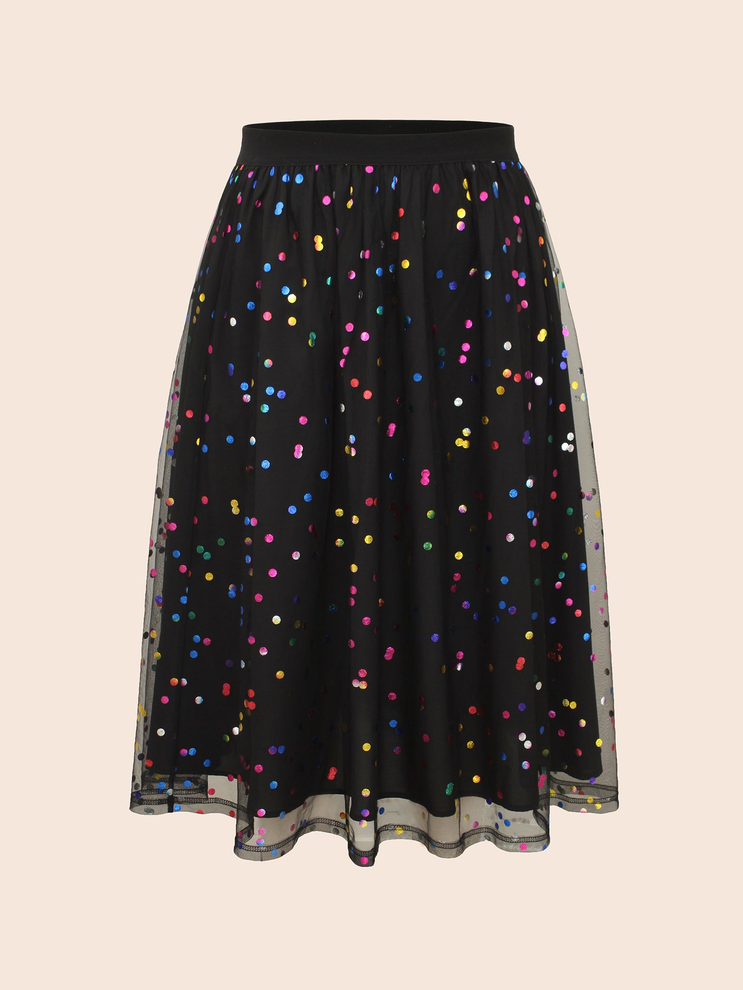 Sequin Polka Dot Tiered Mesh Skirt