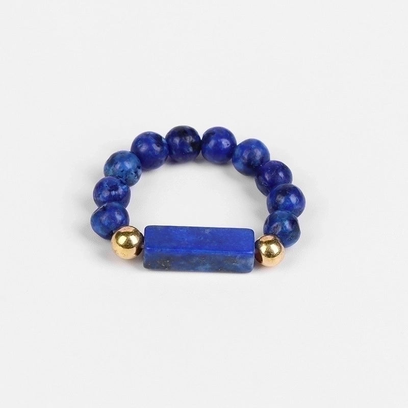 Ethnic Style Round Natural Stone Beaded Rings 1 Piece