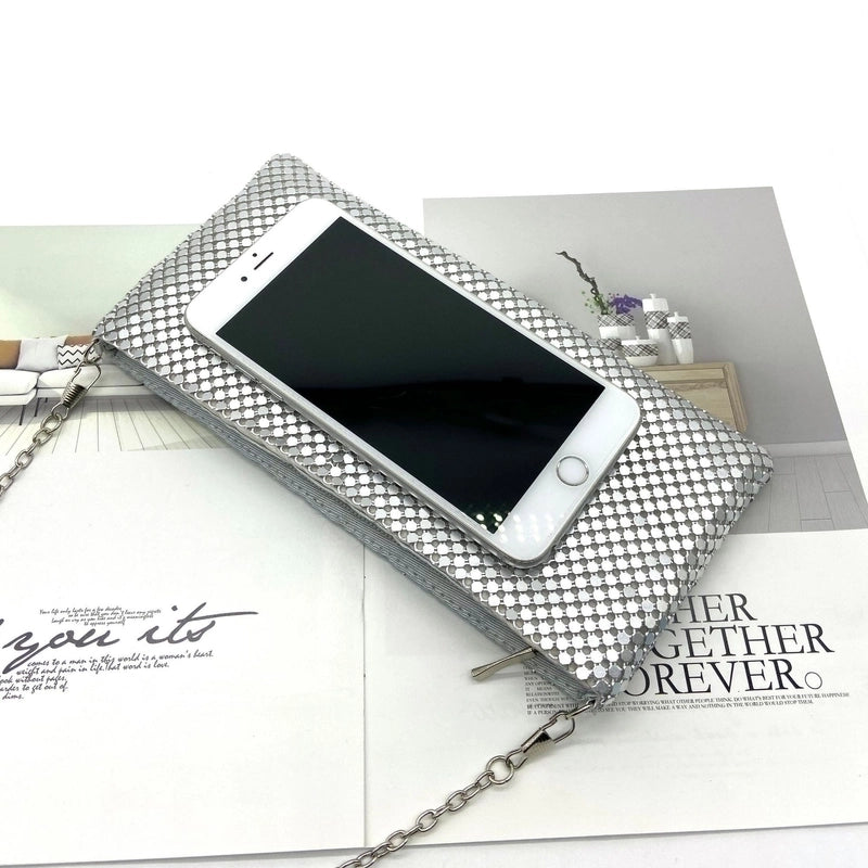 Gold Silver Metal Geometric Solid Color Square Evening Bags