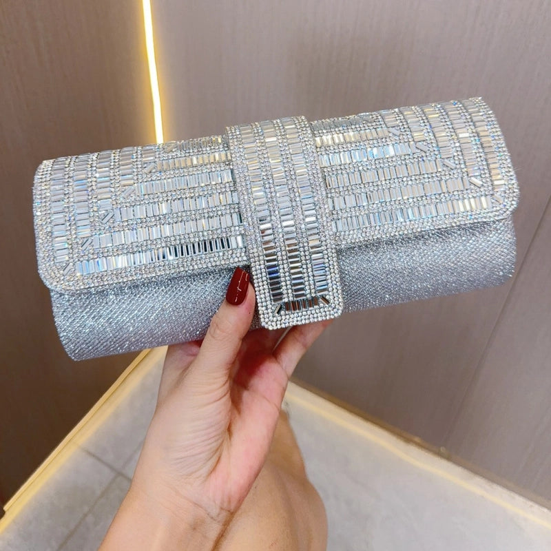 New Rhinestone Bag Flash Women's Clutch Chain Shoulder Crossbody Dinner Dress Bag Bridal Banquet Bag