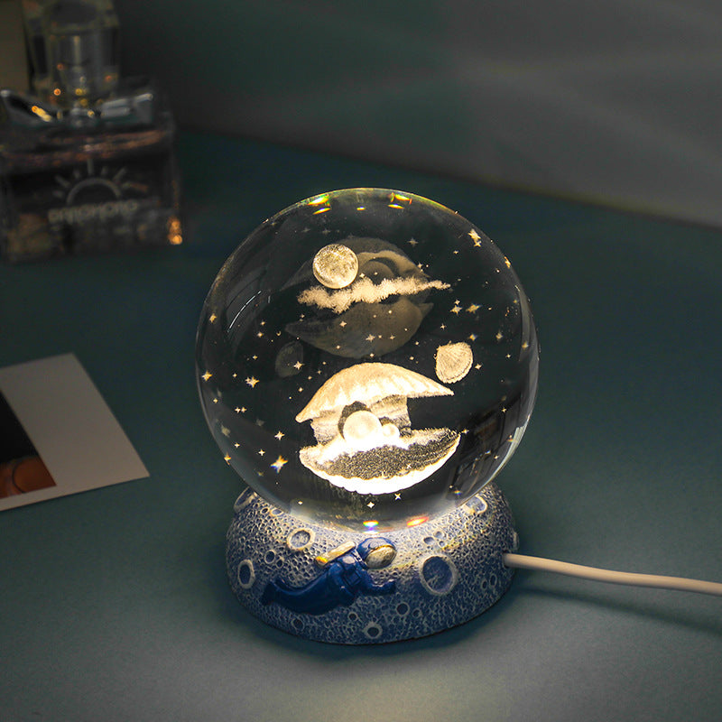 Dreamy Crystal Ocean Globe Night Light Astronaut  Moon Healing Gift