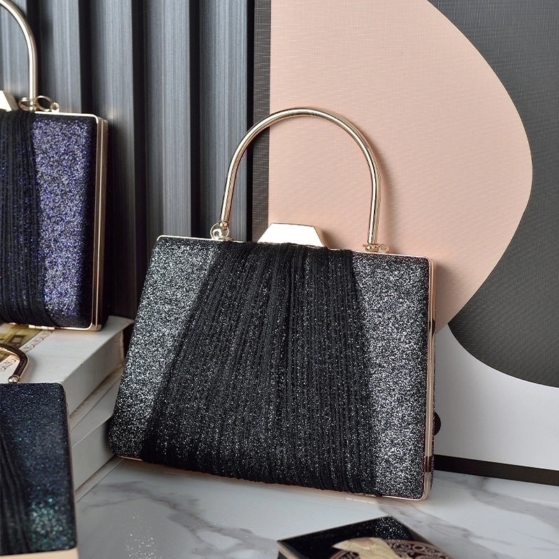 Purple Green Pu Leather Color Block Square Evening Bags