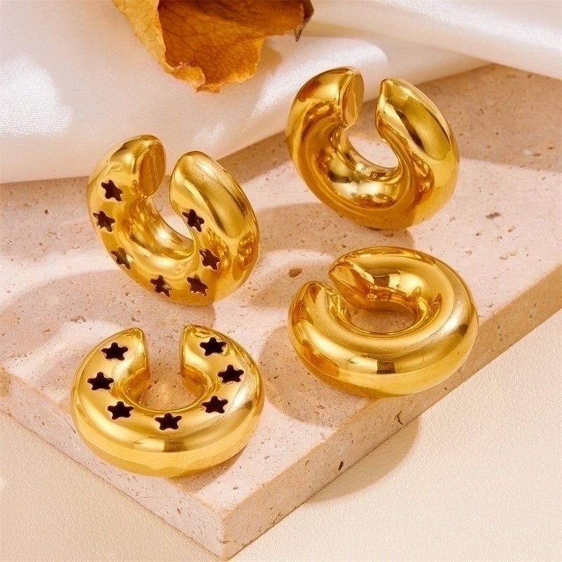 1 Pair Minimalist Classic Style C Shape U Shape Plating Titanium Steel Titanium Steel 18K Gold Plated Ear Cuffs